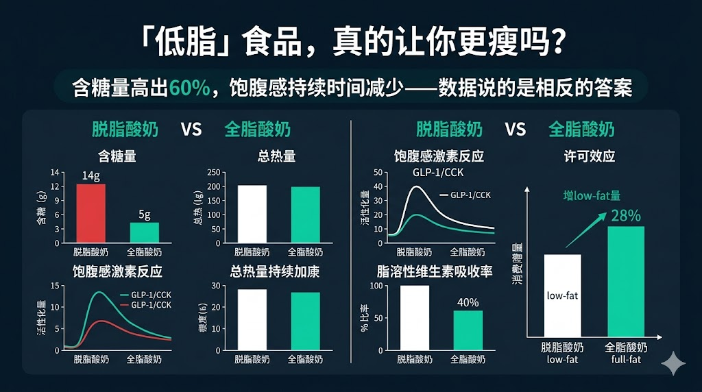 「低脂食品」的营养学真相：为什么脱脂酸奶比全脂酸奶更容易让你胖